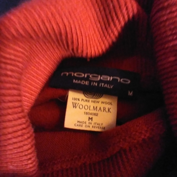 Morgano Rust Orange Turtleneck Sweater 100% Pure New Wool Made In Italy Size M - Picture 7 of 7